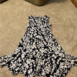 Studio One Black and White Floral Midi Dress